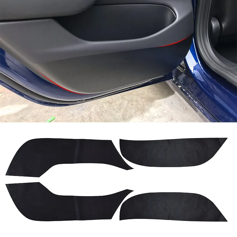 Hivotd For Tesla model 3 Carbon fiber Car Inner Door Anti-kick Pad Protection Film Stickers Anti-wear Mat interior Accessories | Автомобили