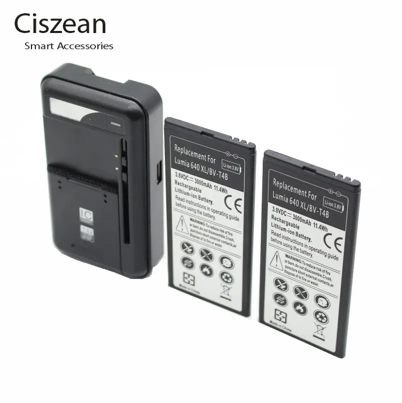 Ciszean 2x 3000mAh BV-T4B BVT4B Replacement Battery + Charger For Microsoft Nokia Lumia 640XL RM-1062 RM-1063 RM-1064 batteries | Мобильные