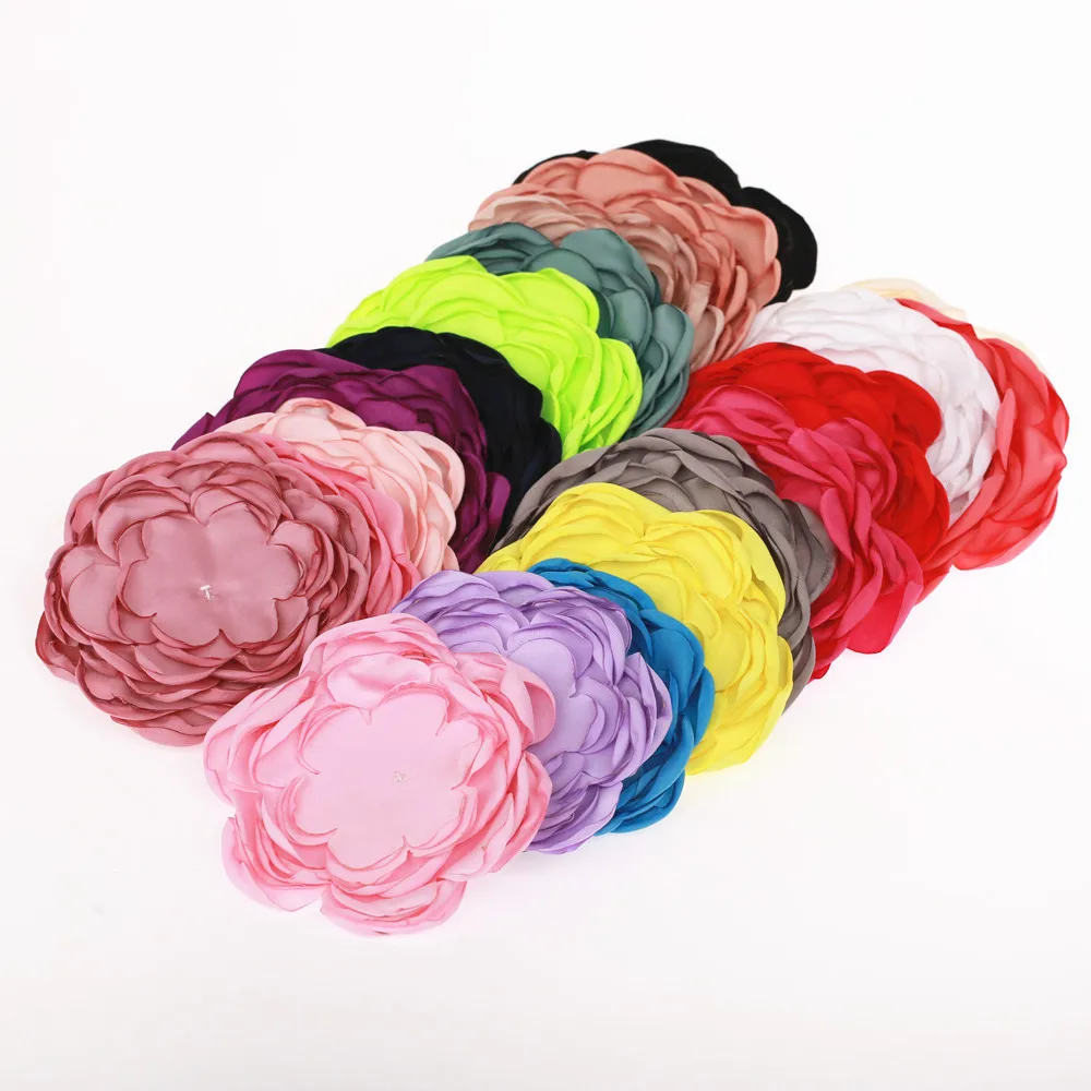 20pcs Handmade Large 9 layers burned satin flower Appliques for girls headband hair clips accessories DIY | Детская одежда и обувь