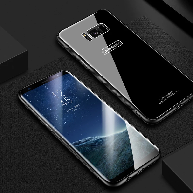 Закаленное стекло чехол для Samsung Note s 8 плюс задняя крышка Жесткий бампер на Galaxy S8