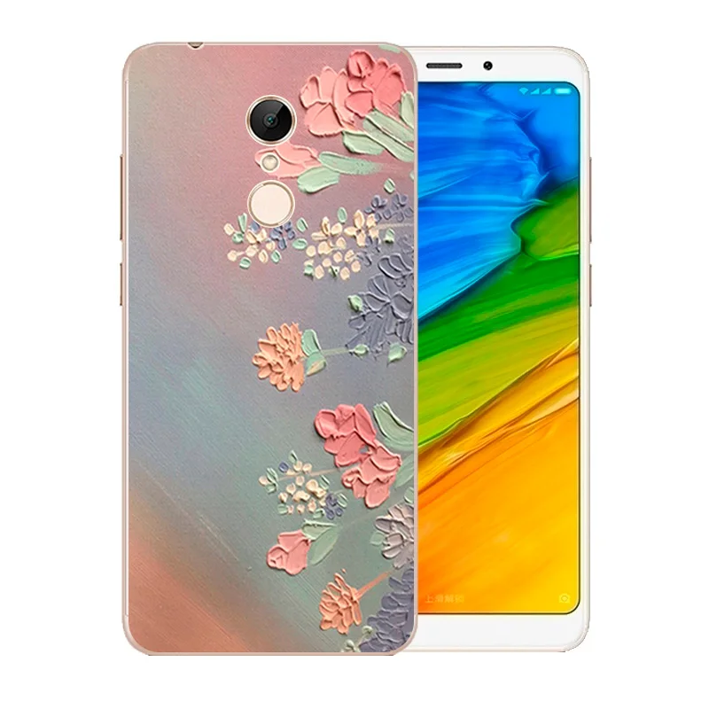 5.7 inch For Xiaomi Redmi 5 Phone Case Soft Silicone TPU Back Cover for Protect Blossom Pattern xaomi funda |