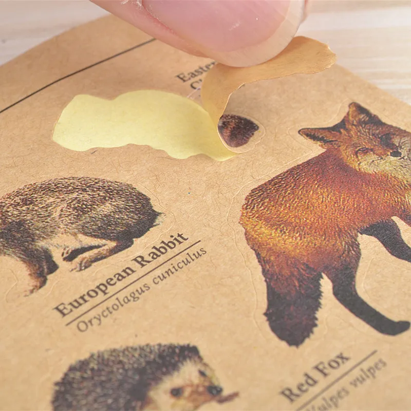 1 х винтажная крафт бумага с мультяшным животным наклейки для скрапбукинга