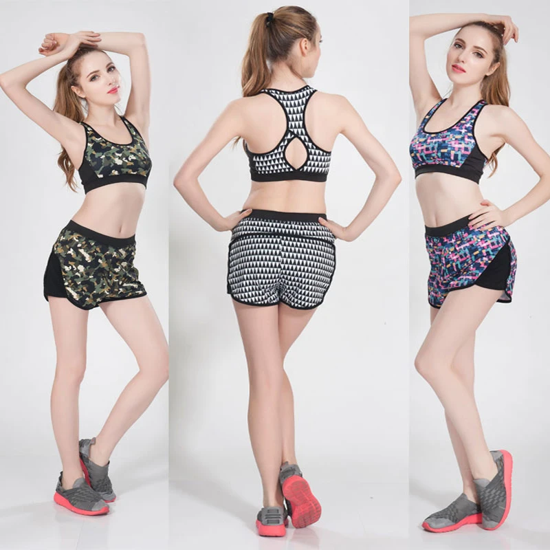 Женская спортивная одежда спортивные бюстгальтеры и шорты комплекты спортивной