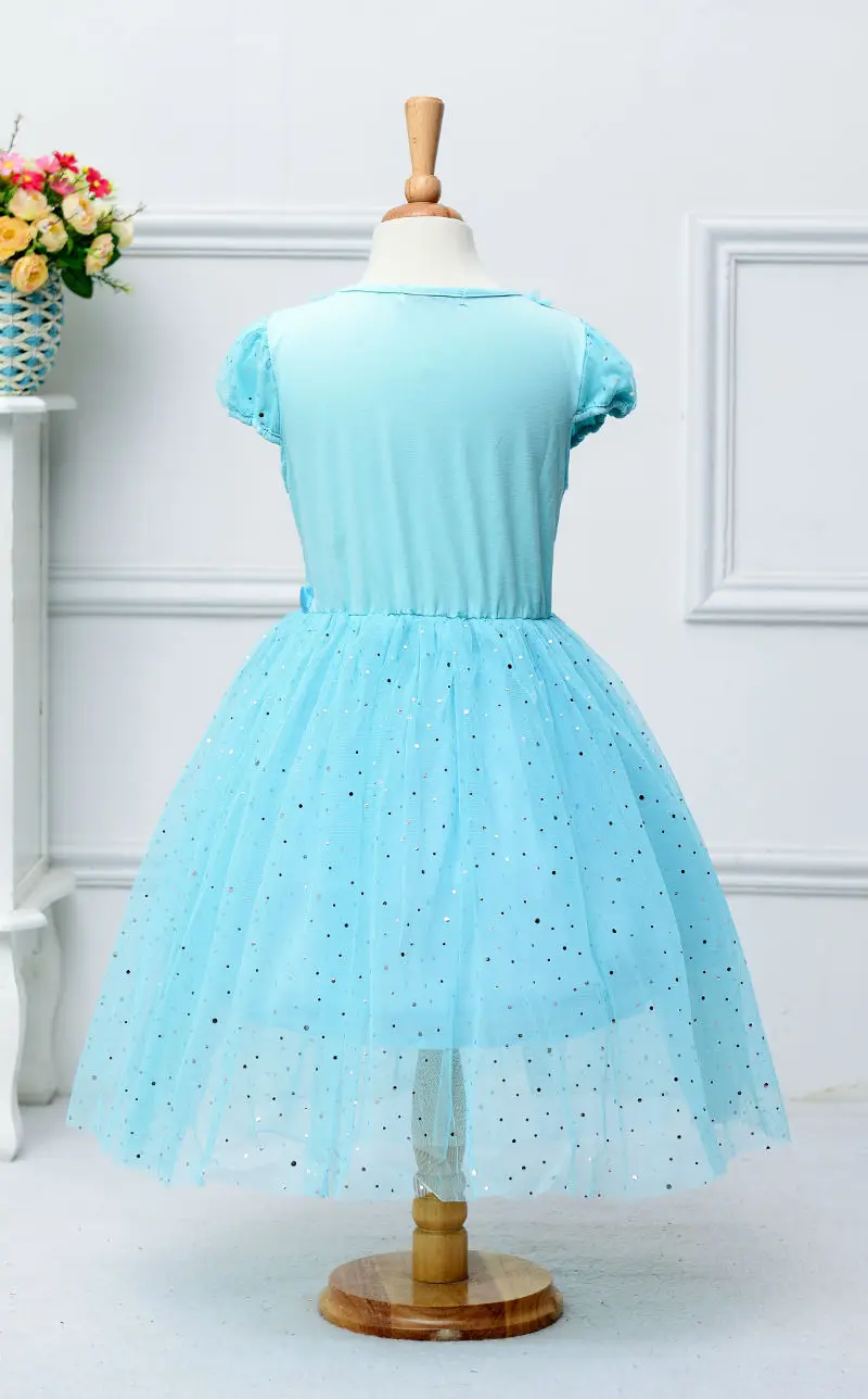 Красивое Летнее платье с пышными рукавами блестящее зимнее принцессы костюм для