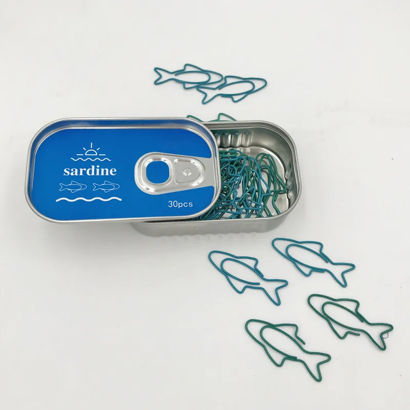Милые Зажимы для бумаги металлические sardine формы saldina 30 клипс Книжная нашивка с