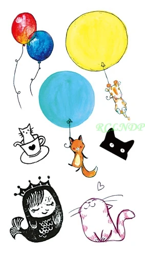 

Waterproof Temporary Tattoo mermaid cat dog squirrel cup balloon tatto stickers flash tatoo fake tattoos for girl kids child