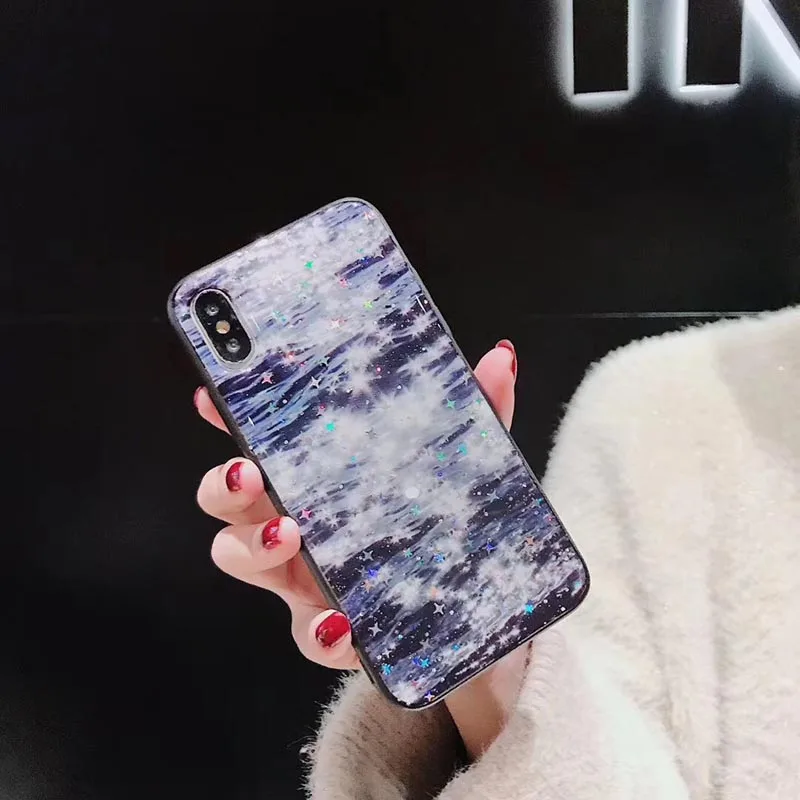 Bling Glitter Star Чехлы для iPhone X XR XS Max Модный ночное небо Мягкий силиконовый чехол 6 S 7 8