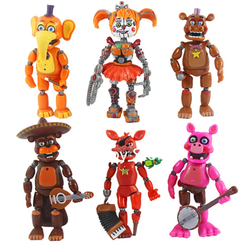 five night at freddy 6 шт./компл. с рисунком персонажей из игры «пять ночей в Фредди» «Five Nights At Freddy's», «пять ночей игрушек Фредди fazbears пиццерия симулятор Ver Фокси» из мультфильма для мальчика, Чика, легкий и вместительный Длинный кошелек подвижные суставы куклы детские игрушки - Цвет: five night at freddy