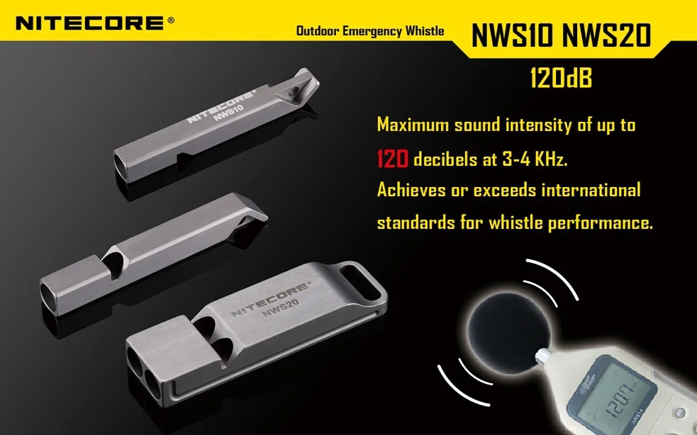 Nitecore NWS10 титановое аварийное ожерелье со свистком кулон открытый 120dB с брелком