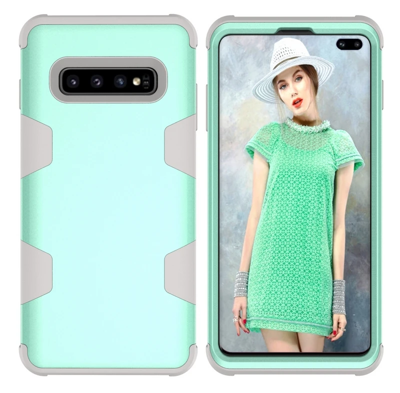 Aqua and Grey 3in1 Гибридный телефон с противоударной защитой чехол для samsung Galaxy Note 9 8 S10E S10 S9 S8 плюс J7 резина+ ПК жесткий прочный чехол s - Цвет: Aqua and Grey