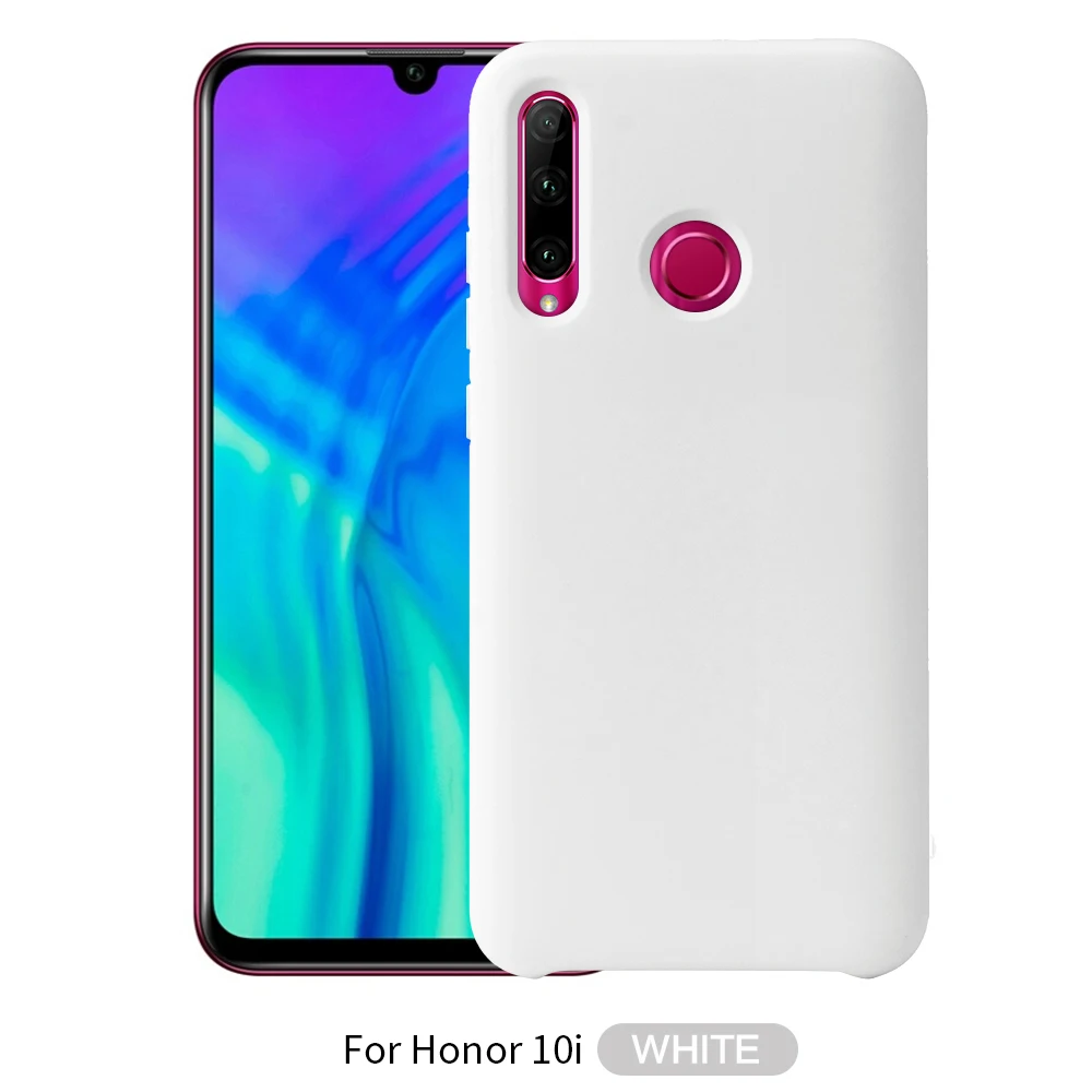 Белый Etui huawei P Smart чехол для телефона на Funda huawei Honor 10i чехол Официальный жидкий силиконовый мягкий чехол Honor 10i чехол - Цвет: Белый