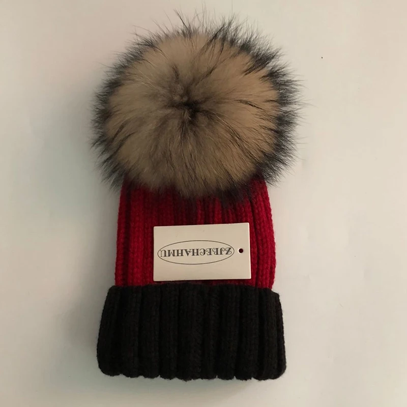 Модные шапки Skullies Beanies с натуральным лисьим мехом норки, 15 см, шапки для женщин и девочек, зимние теплые шапки, Весенняя детская шапочка, новинка - Color: Women 02