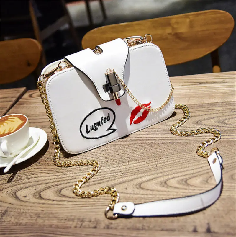 White lipstick Женская сумка на одно плечо, Повседневная сумка, 3 отделения, корейский стиль, модные кроличьи уши, sculpt, косая сумка на цепочке, Сумка с клапаном - Цвет: White lipstick