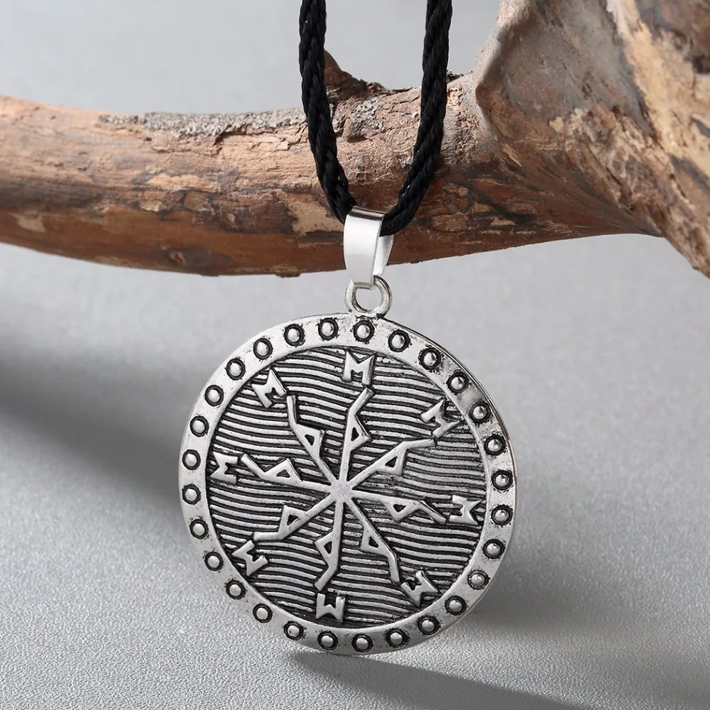 Kinitial Vegvisir скандинавский круг с ожерелья руны амулет викинга кулон рунами