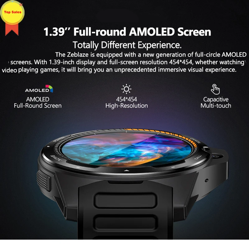 

2019 4G Original Zeblaze Smart Watch 1.39" 2GB+16GB 8MP Front Camera MTK Nordic Heart Rate Monitor men Watches for IOS xiaomi