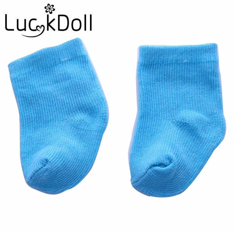 Однотонные носки трубы среднего размера LUCKDOLL белые подходят для куклы реборн 18