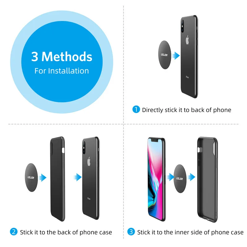USLION Universal Metal Plate Disk iron Sheet Sticker for Magnet Car Mobile Phone Holder Stand Mount 1pc/2pcs/4pcs/6pcs | Мобильные