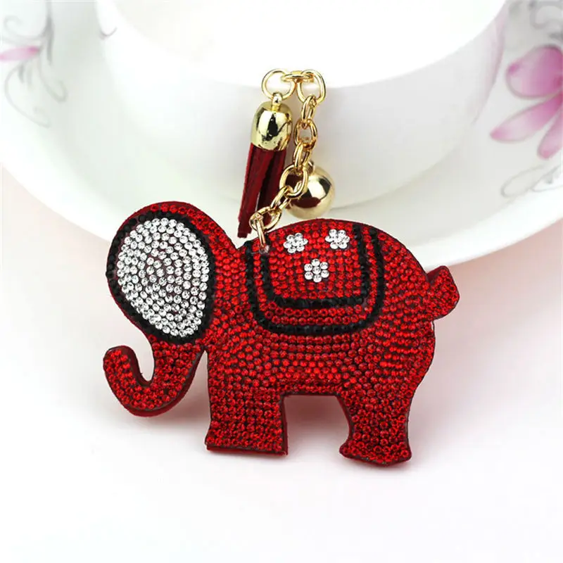 Cute Animal Elephant Crystal Golden Ball Korean Velvet KeyChain For Women Bag Holder Car Key Chain | Украшения и аксессуары