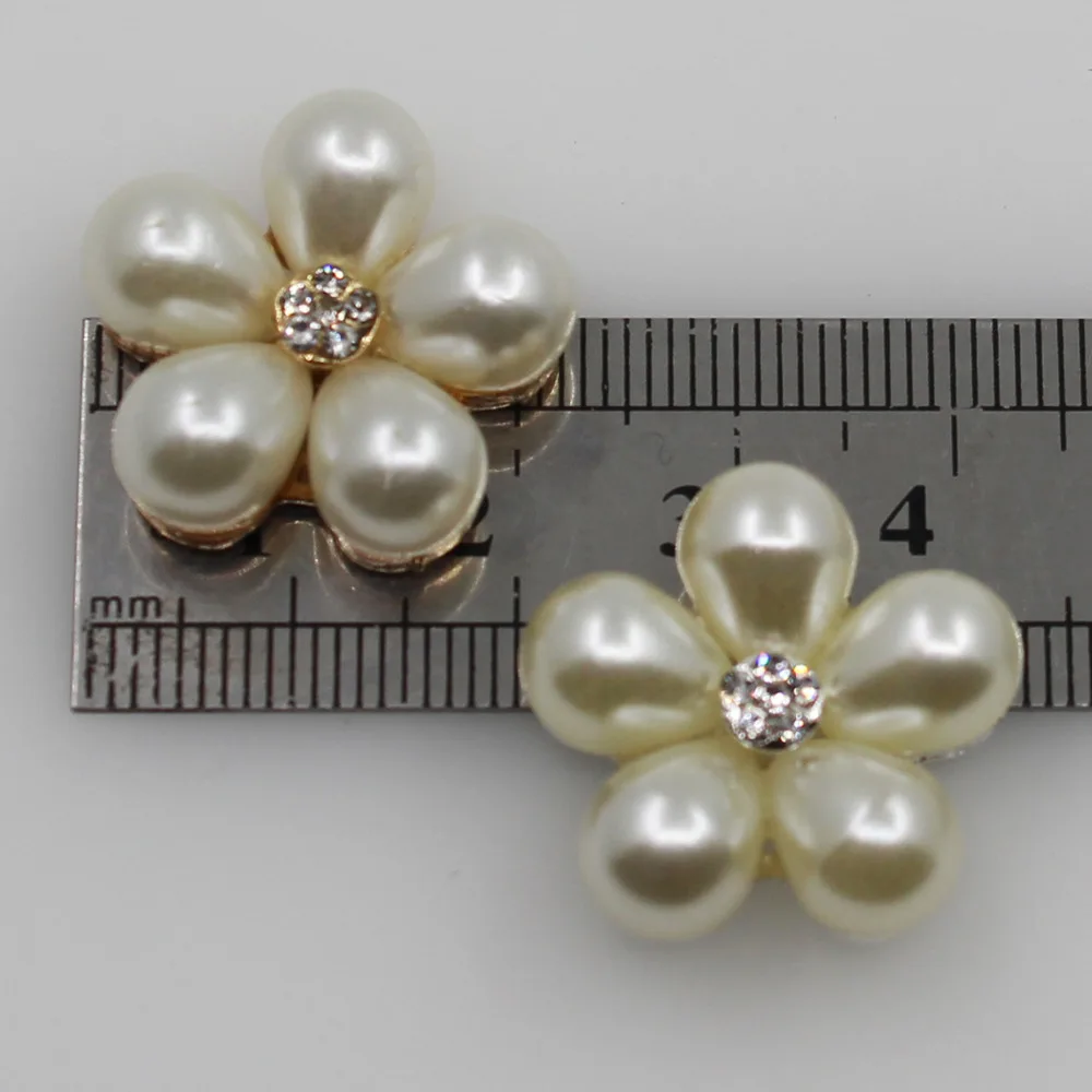 

Fashion 50Pcs Sewing Craft 21 mm Flower Round Cluster Crystal Pearl Button Lot Wedding Buckle Jewelry Craft