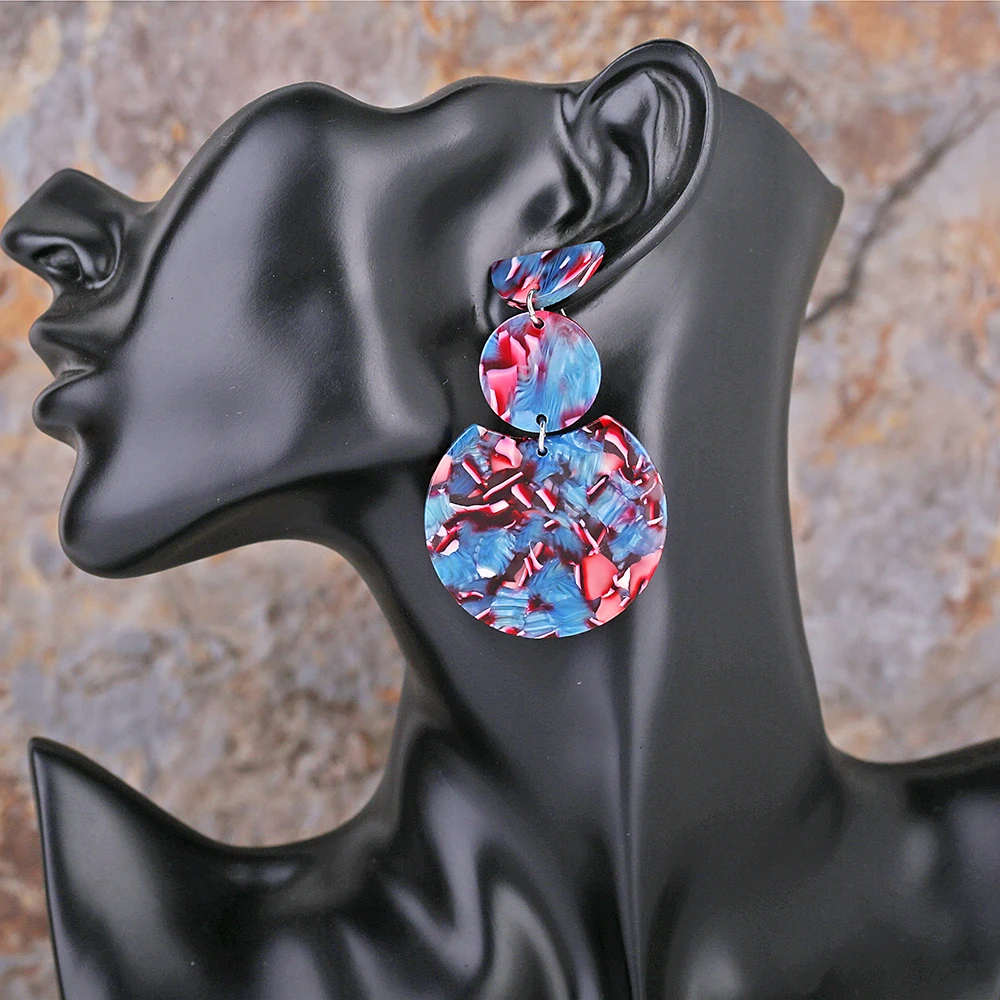

New fashion popular earrings acetic acid colorful earrings pendant summer anti-allergic temperament ring ladies earrings jewelry