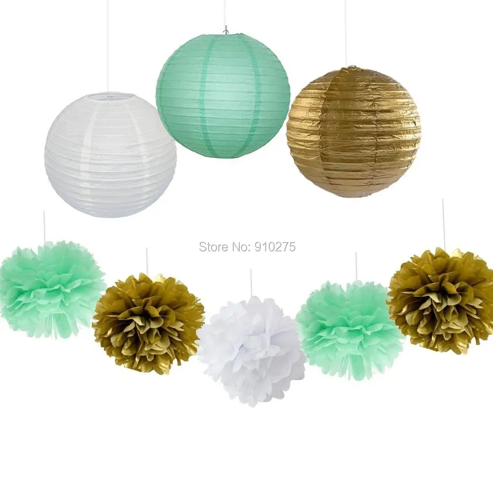 Набор из 9 смешанных мятных золотых узоров декоративный вечерний бумажный