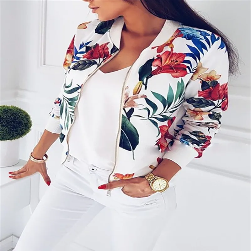 Женская куртка на молнии с длинным рукавом и принтом|coat fashion|fashion coatcoats coats |