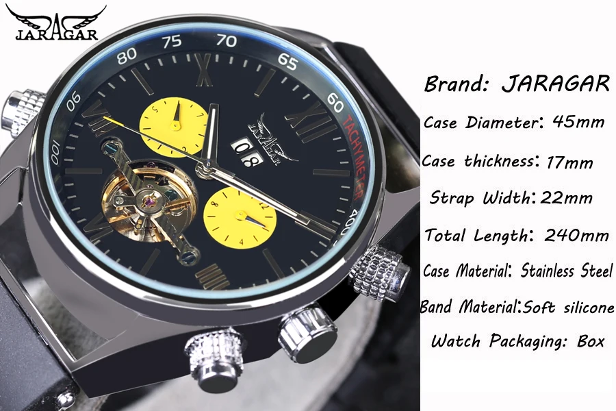

2016 New Men Sports Watches Automatic Mechanical Wrist Watches Luxury Top Brand JARAGAR Automatic Flying Tourbillon Watches
