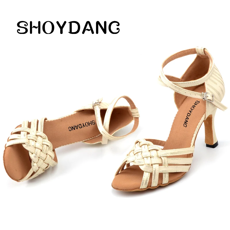 

SHOYDANC Woman Tango Dancing Ballroom Shoe Women Width Custom Heels Salsa Latino Women's Latin Dance Shoes Four Colors