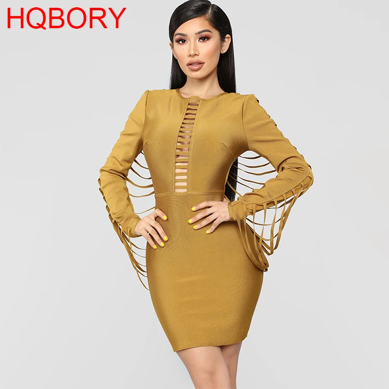 Женское облегающее Платье До Колена обтягивающее платье с длинным рукавом и