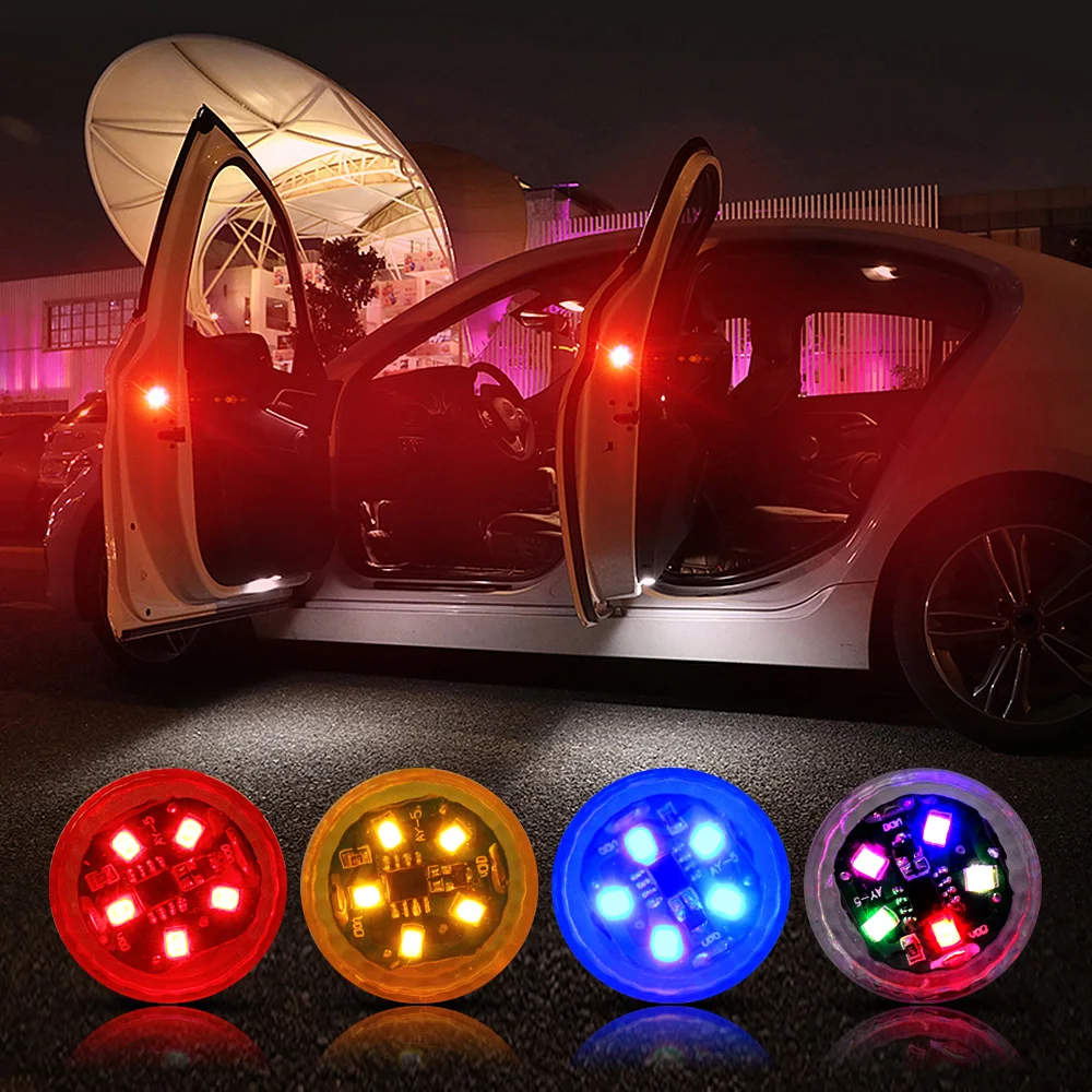 NEW LED Car Door Opening Warning Lights Wireless Magnetic Induction Strobe Flashing Anti Rear-end Collision Safety Lamps