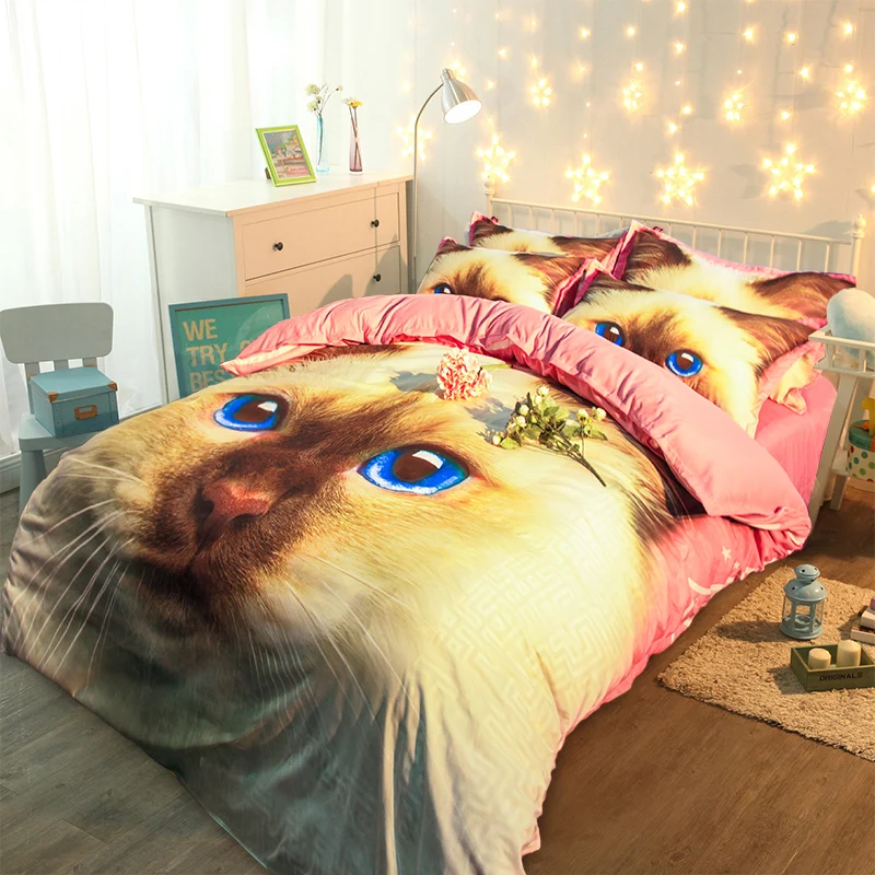 Домашний текстиль 3D Дизайн Cat постельных принадлежностей мультфильм милые