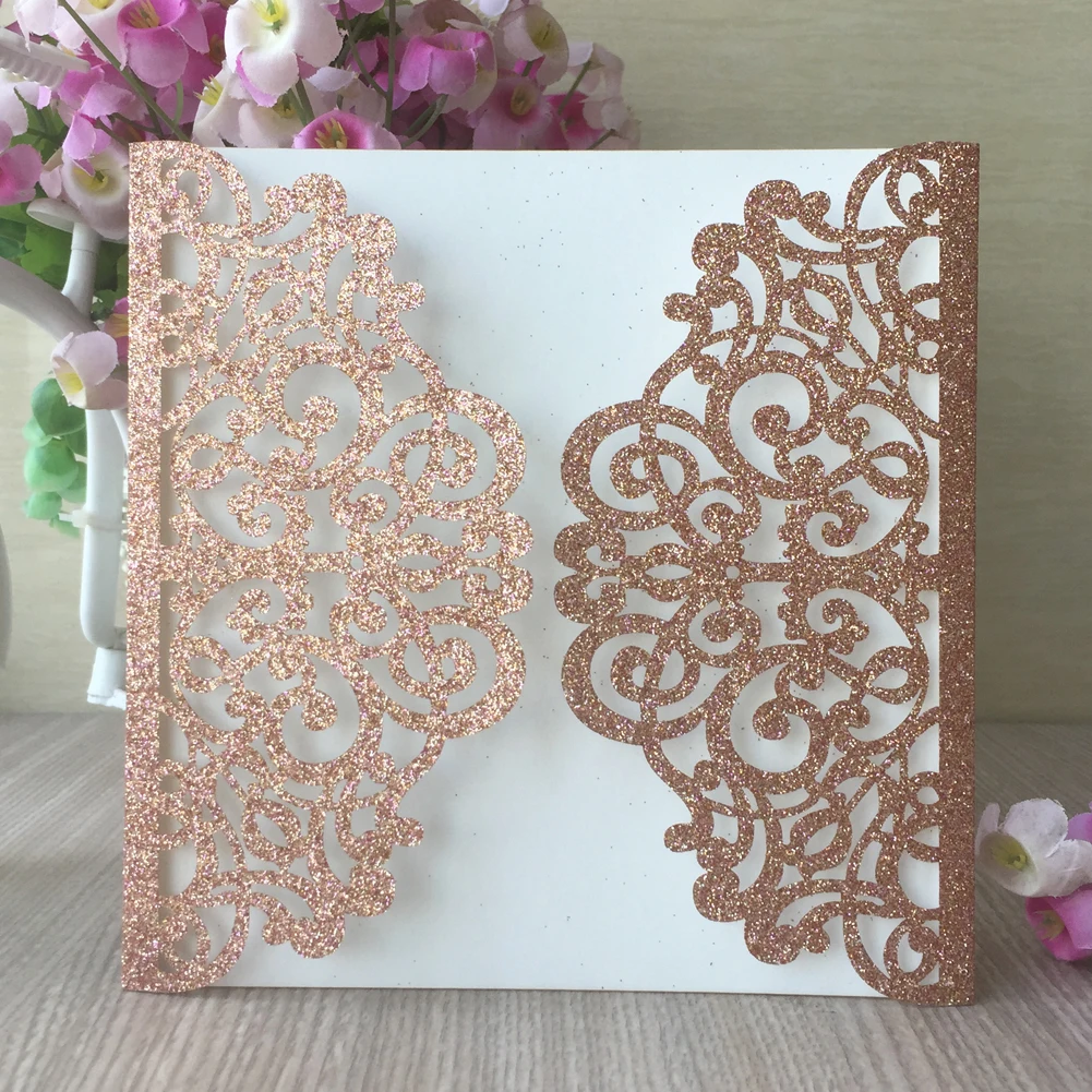 50 шт. блестящая бумага роскошное украшение для вечеринки свадьбы визитки