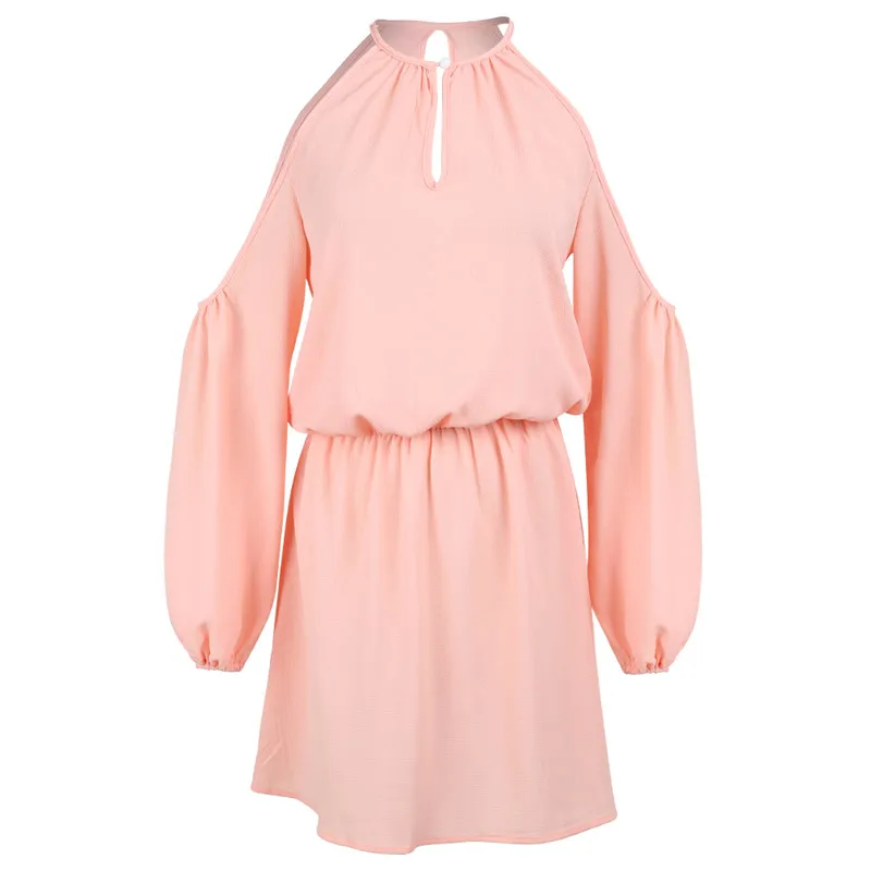 Женское короткое вечернее платье с длинным рукавом Клубное розового цвета