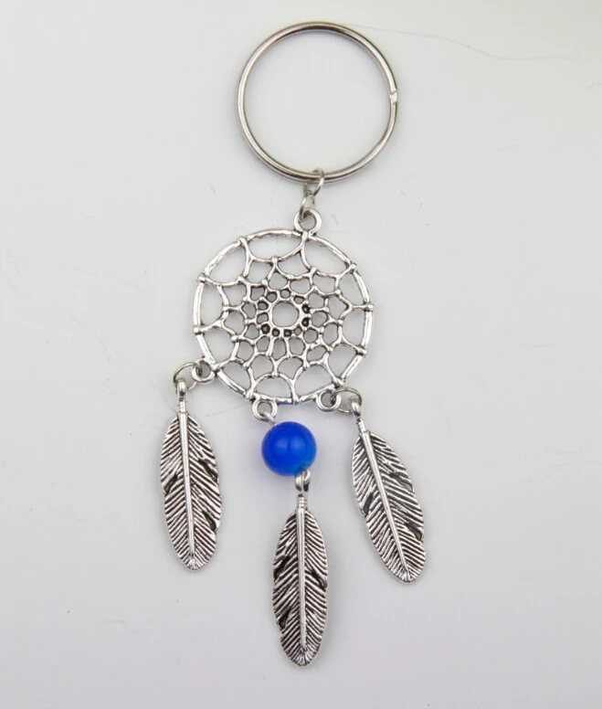 2016 модный Ловец снов тон брелок серебряное кольцо перо кисточки стеклянный с