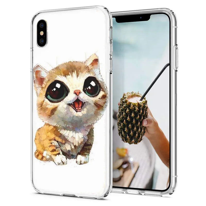 Soft Phone Case For iPhone X XS XR Covers TPU Colorful Cute Cat Panda Rabbit Painted Fundas iPhone6 7 Max E109 |