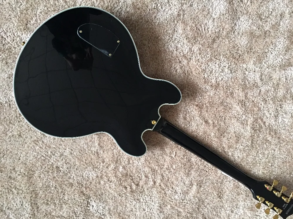 Джаз hollowbody Гитары глянцевый черный цвет BBKING сигнатур полу полые гитары золотые