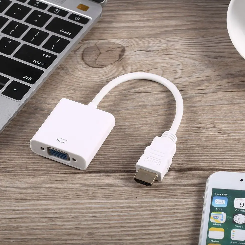 2 шт. Белый HDMI мужчина к VGA Женский видеокабель шнур конвертер адаптер 1080 P |