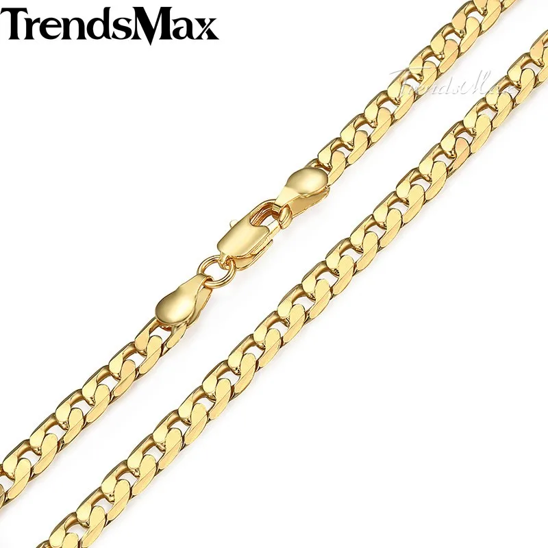 Trendsmax мужское Ожерелье Золотая Снаряженная кубинская цепочка на шею для мужчин и женщин модные мужские ювелирные изделия Прямая поставка 5 мм GNM89