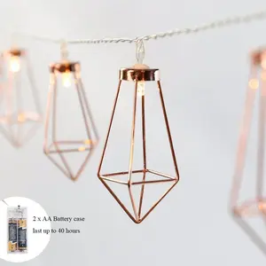 СВЕТОДИОДНАЯ Гирлянда в форме бриллианта, светильник на батарейках в стиле ретро, из железа, металла, для свадебной вечеринки, фонарь для оформления дома