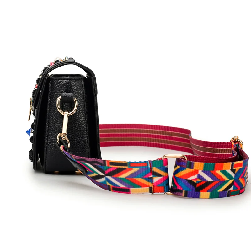Для женщин кожа сумка заклепки вышивка замок HASP Сумка Женский печати Crossbody 2018
