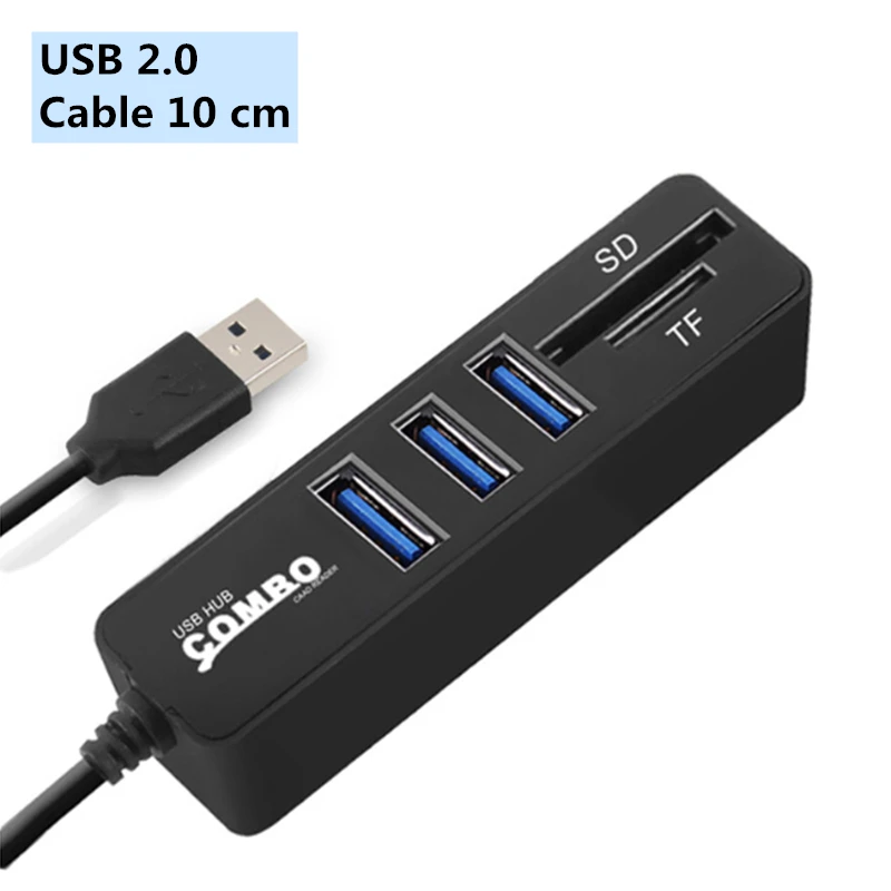 IMice usb-хаб 3,0 Мульти USB 3,0 концентратор разветвитель порт 3/6 несколько USB Hab SD кард-ридер высокоскоростной Usb комбо для компьютера ноутбука - Цвет: USB2.0 Black-3port