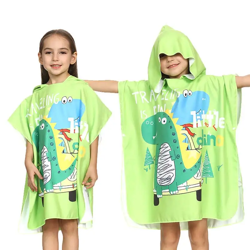 Silstar Tex Dinosaur Printed Hooded Cloak Towel Children's Dressing Bathrobes For Summer Outdoor Travel Shower | Дом и сад