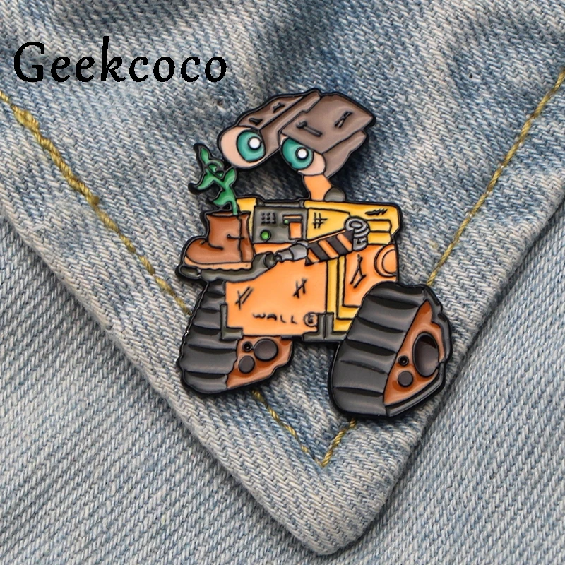 

WALL E Robots Cartoon Brooch for men women Pride Enamel Pin medal Cartoon For shirt backpack clothes bag decoration Badges J0140