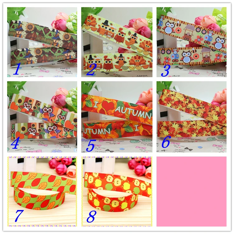 Лента с принтом Совы и листьев 7/8 дюйма бесплатная доставка корсажная лента