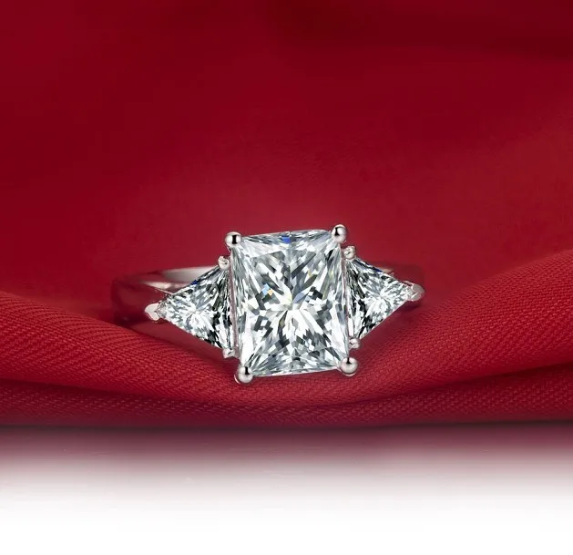 Кольцо из 18 каратного белого золота с тремя камнями 3 карата|ring designs diamond|ring in the