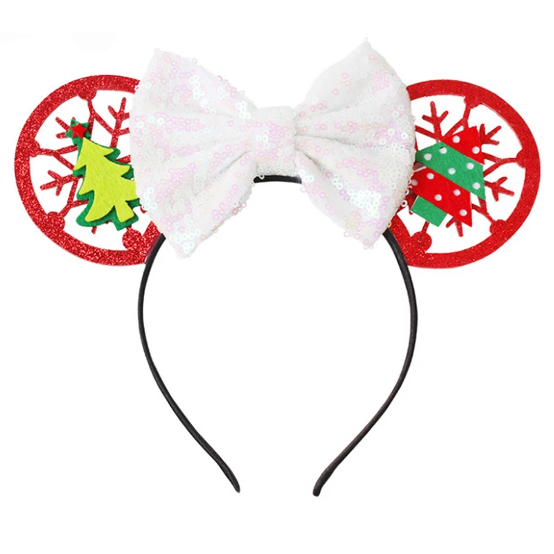 Новинка Disney Kawaii Женская повязка на голову с бантами Рождественские уши