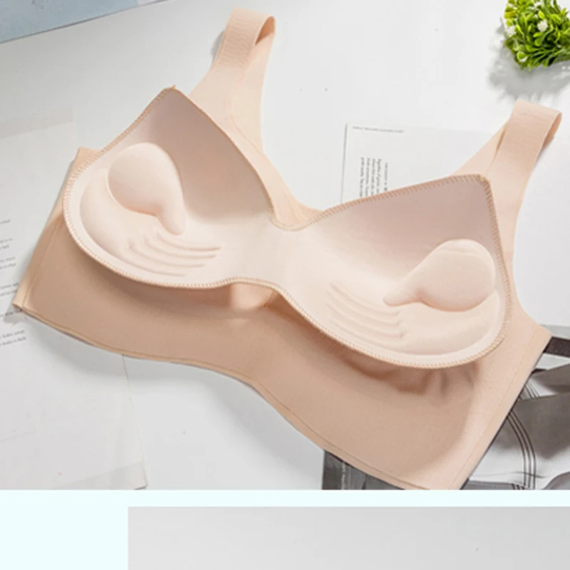 

F&U Sexy Women Bras Push Up Gather Bralette Seamless Bra Wire Free Gorge Comfort Underwear Solid Color Y shape Modal Bras