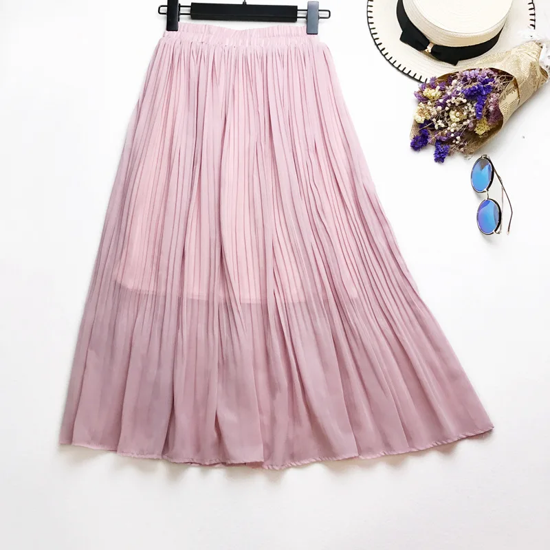 Bachash 2018 Spring Summer Vintage Skirts Womens Elastic High Waist Tulle Mesh Skirt Long Pleated Tutu Female Jupe Longue | Женская