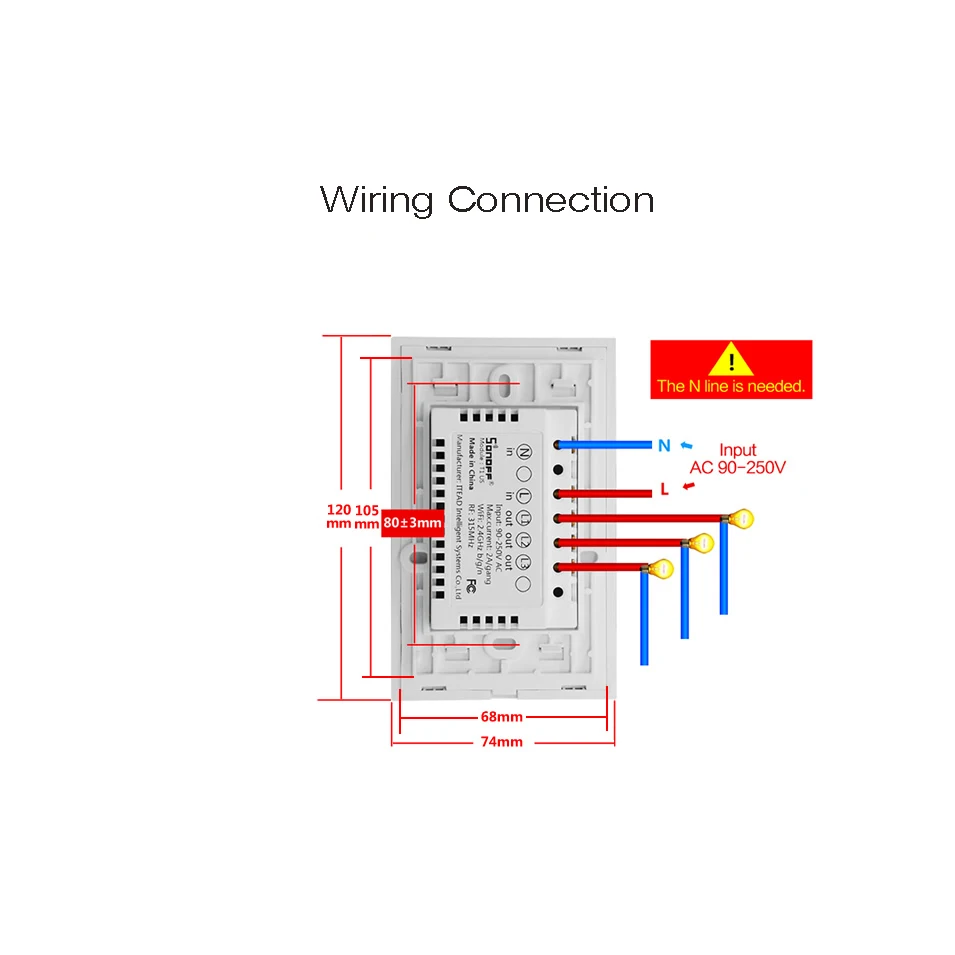 Умный настенный светильник ITEAD Sonoff T1 США ЕС Великобритания Wi-Fi RF/APP/сенсорное