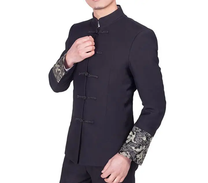 Мужской костюм танга с вышивкой дракона туника в китайском стиле